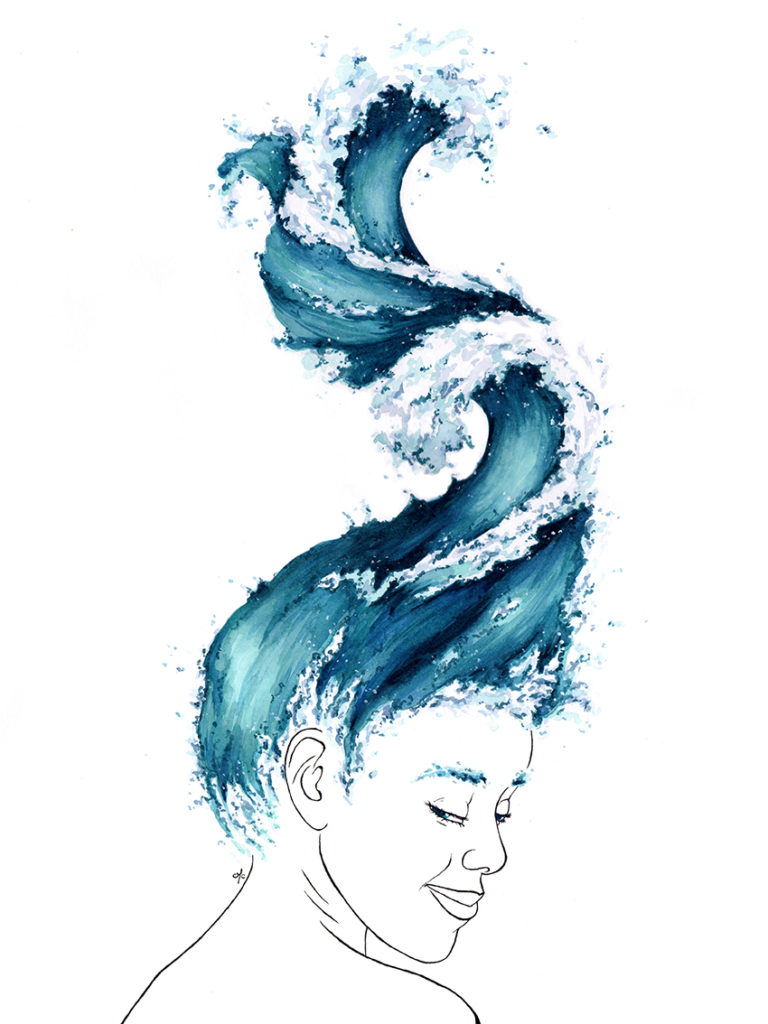 claire murigneux illustratrice illustration exposition femme vagues aqurelle