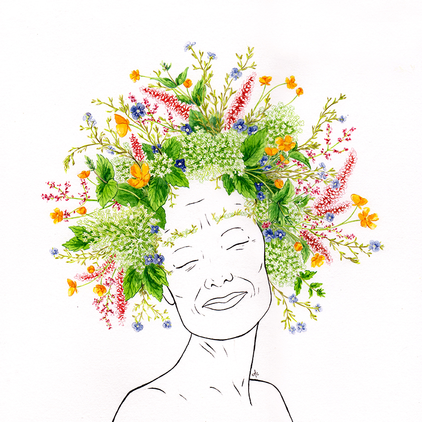 claire murigneux illustratrice illustration exposotion femme fleurs aquarelle